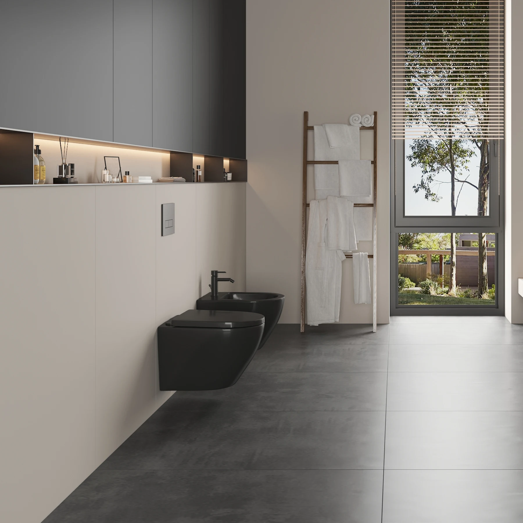 Joynfortune 2023 western style bathroom set matte black wall mounted toilet wall hung toiletee wc and bideet for hotel