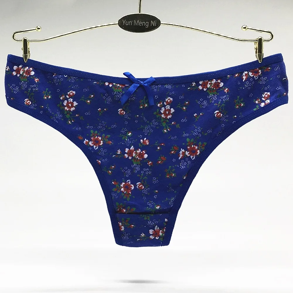 Customized Wholesale Sale Women Printing Thongs Low Rise Sexy Cotton Soft  Panties Flower Print Hot Girls Ladies G-string