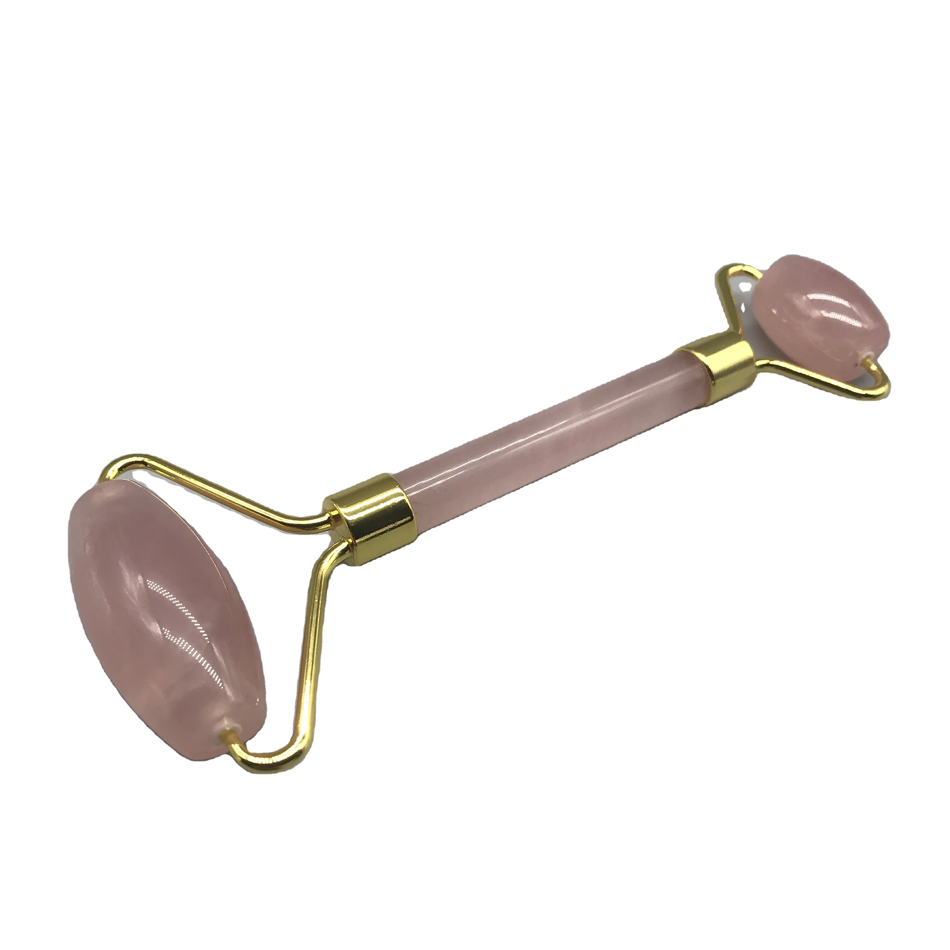 Facial Massage Roller Handheld light Rose Quartz Beauty face Jade roller 3A pink gold fram with gift box