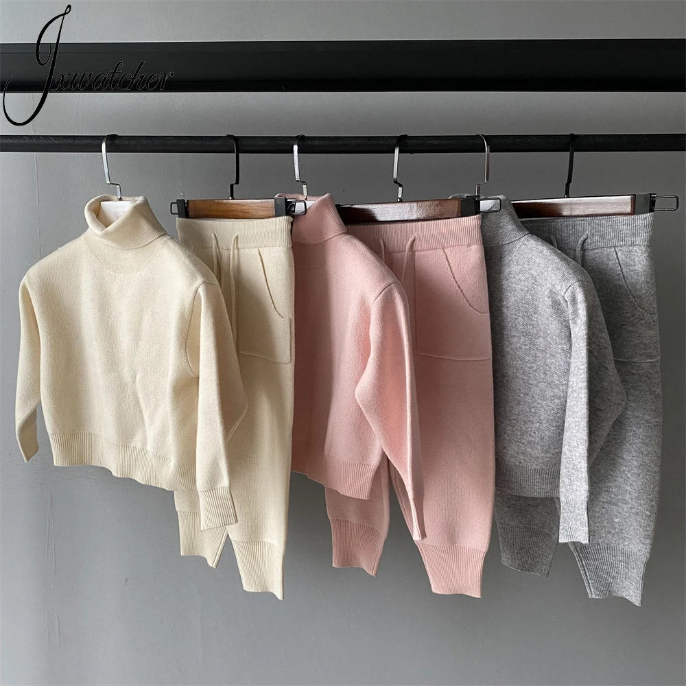 Children Baby Fall Outfits Turtleneck Pullover Knitwear Girls Boys Long Pants 2 Pieces Suit Custom Wool Knit Kids Sweater Set