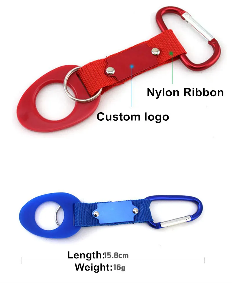 Custom logo Outdoor Silicone Buckle Hook Water Bottle Holder Clip EDC Climb Carabiner Rubber Backpack Hanger Camping Hiking Tool