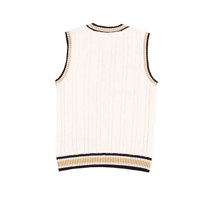 Embroidered V-neck girl student school uniform sweater knitted vest boy girl vest V-neck sleeveless high school vest