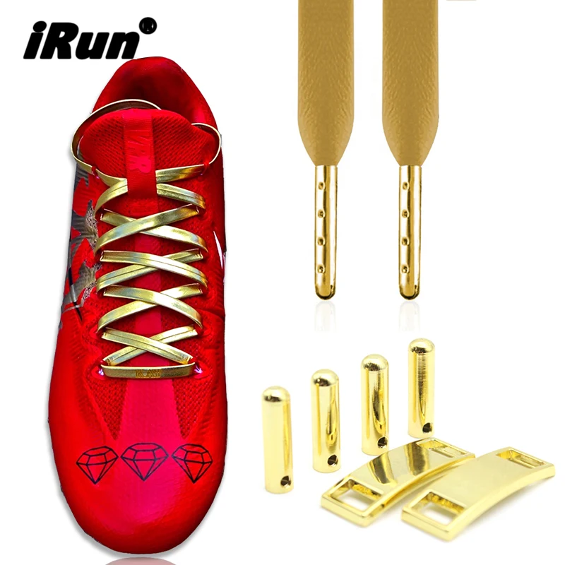iRun Luxury Italy Goatskin Leather Shoelaces-Embossed Metal Aglets Leather Sneaker Lace with Shoe Lace Decoration
