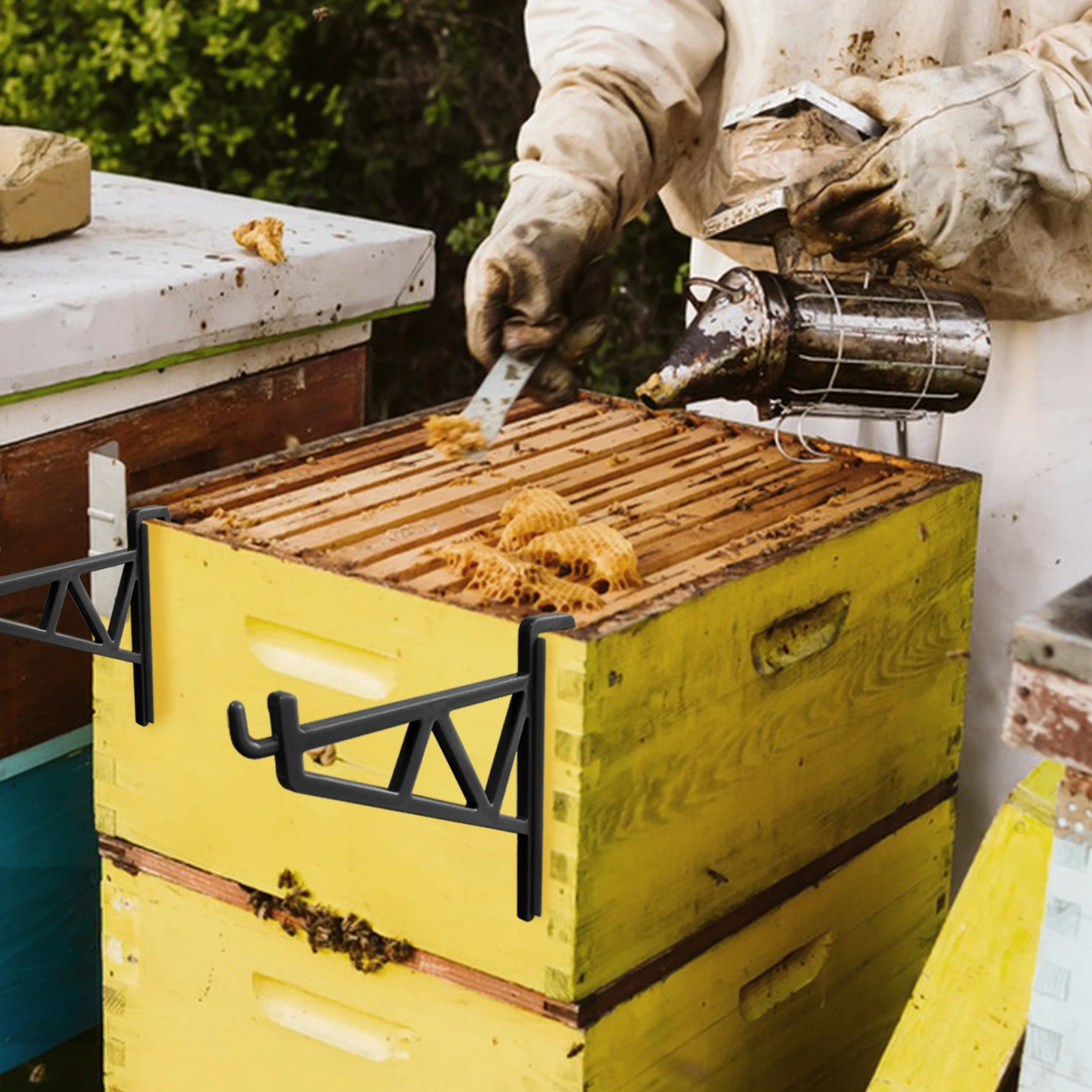 CHINABEES NewPlastic Beehive Frame Perch Holder Beekeeping Perch Stand Support Bracket Rack Bee Hive Perch Side Mount T