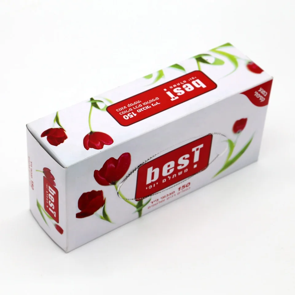 150 sheets Custom tulip boxed facial tissues suitable for living and dining rooms with good water absorption