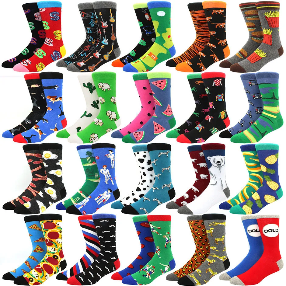 Dropshipping funny crew custom logo mens socks wholesale crazy socks happy design high quality