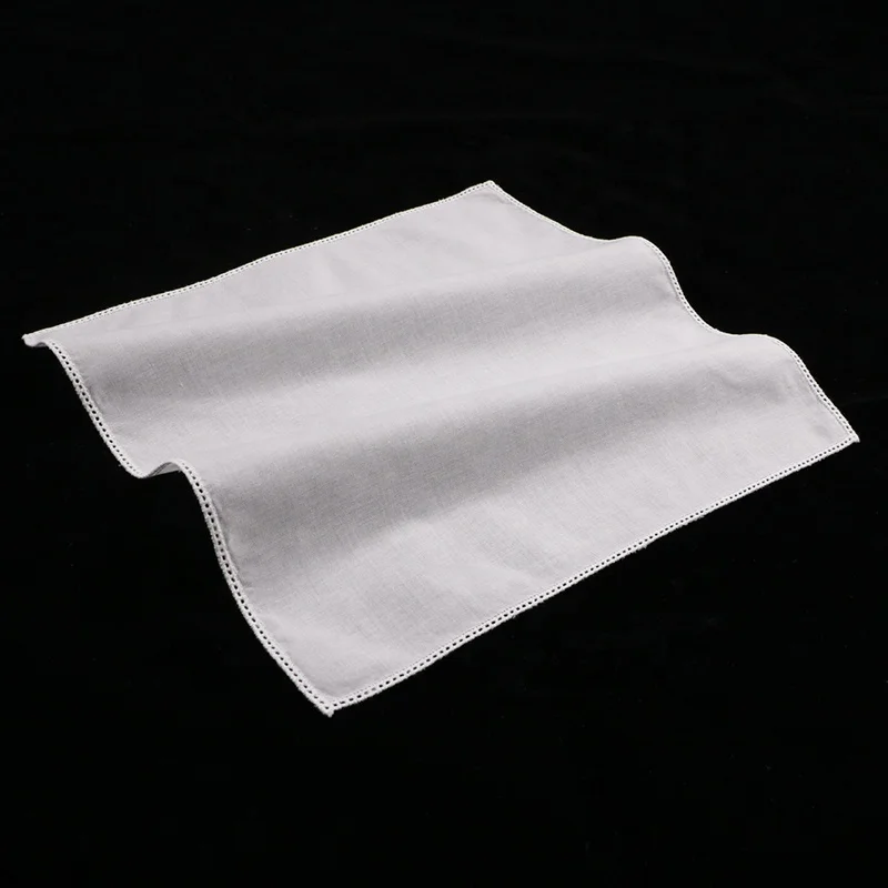 C005:  White cotton picot lace handkerchief straight edge women/ladies wedding blank hankies