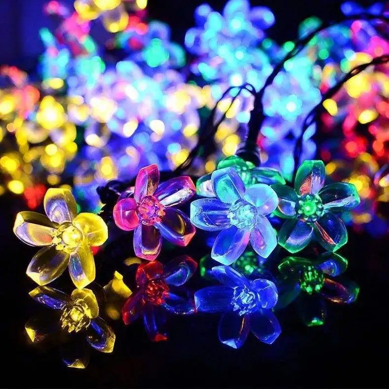 Outdoor Waterproof Solar Garden Led Cherry Blossom Light String Patio Yard Ornament Holiday Decorative Lighting