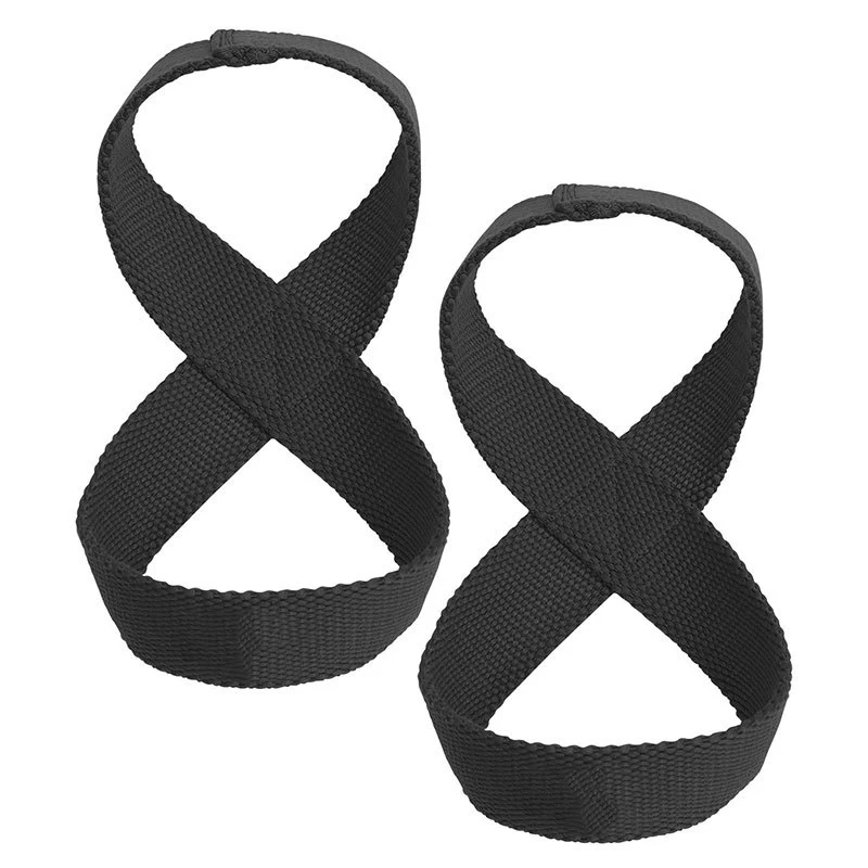 Custom Logo Weightlifting Wraps Strength Training Figure 8 Power Lifting Gym Grips Support Wrist Straps