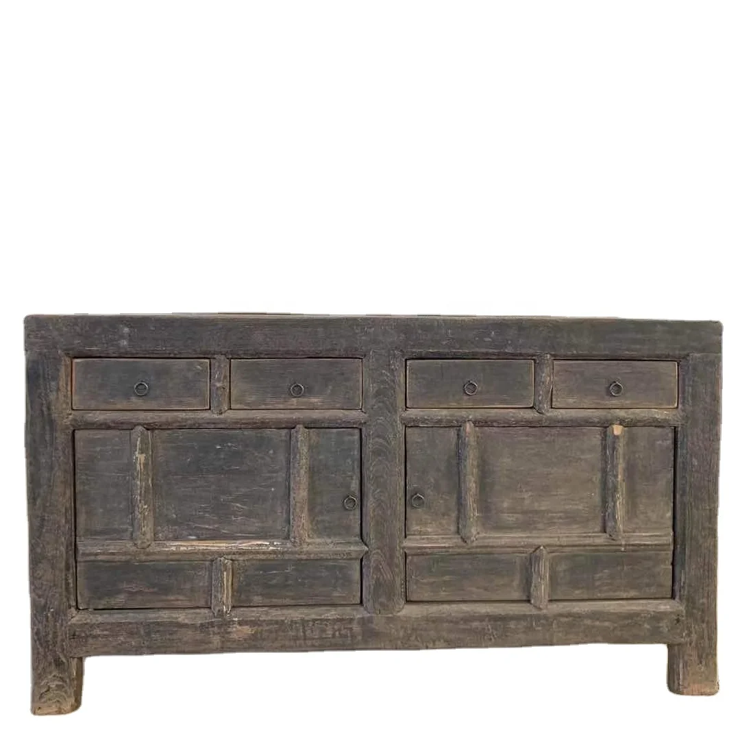 popular selling shabby chic black four drawer two door living room cabinet kitchen room cabinet