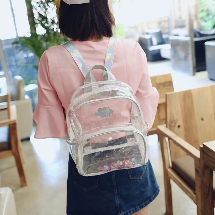 Оптовая продажа персонализированная водонепроницаемая сумка через плечо Модный женский прозрачный рюкзак для девочек Детский из