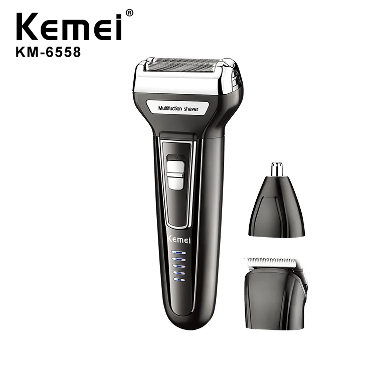 Kemei Km-6558 Multifunctional Waterproof 3 In 1 Cutter Head Usb Men Shaver Kemei Electric Shaver