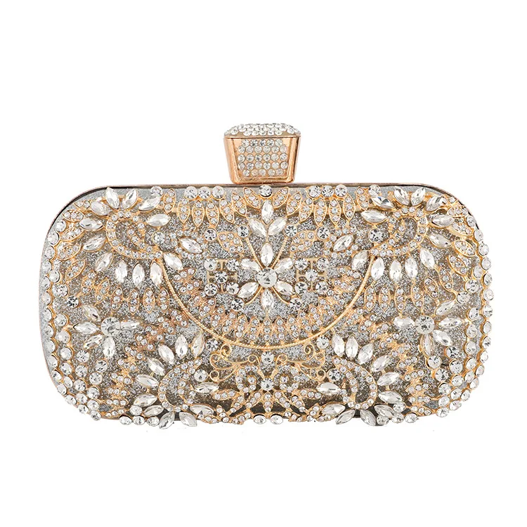 Luxury Rhinestone Women Evening Handbag Wedding Handbags Bridal Silver Clutches Bag (1600248576466)