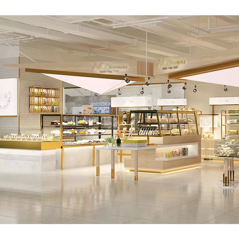 Trendy Cake Bread Shop Showcase Cabinet Bakery Store Fixture Bread Display Rack Popular Wooden Bread Display Shelf