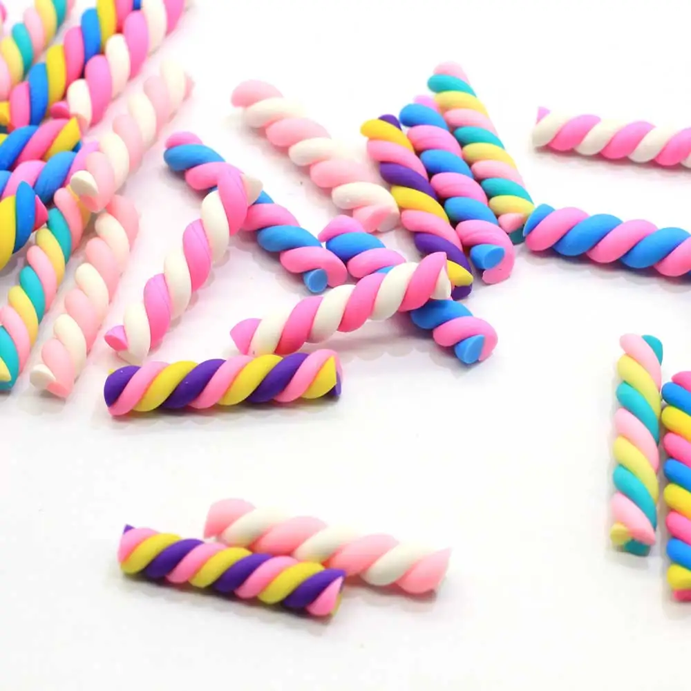 
Kawaii Polymer Clay Spiral Candy Cane Colors Spiral Lollipop Candy DIY Decoration Scrapbooking DIY 