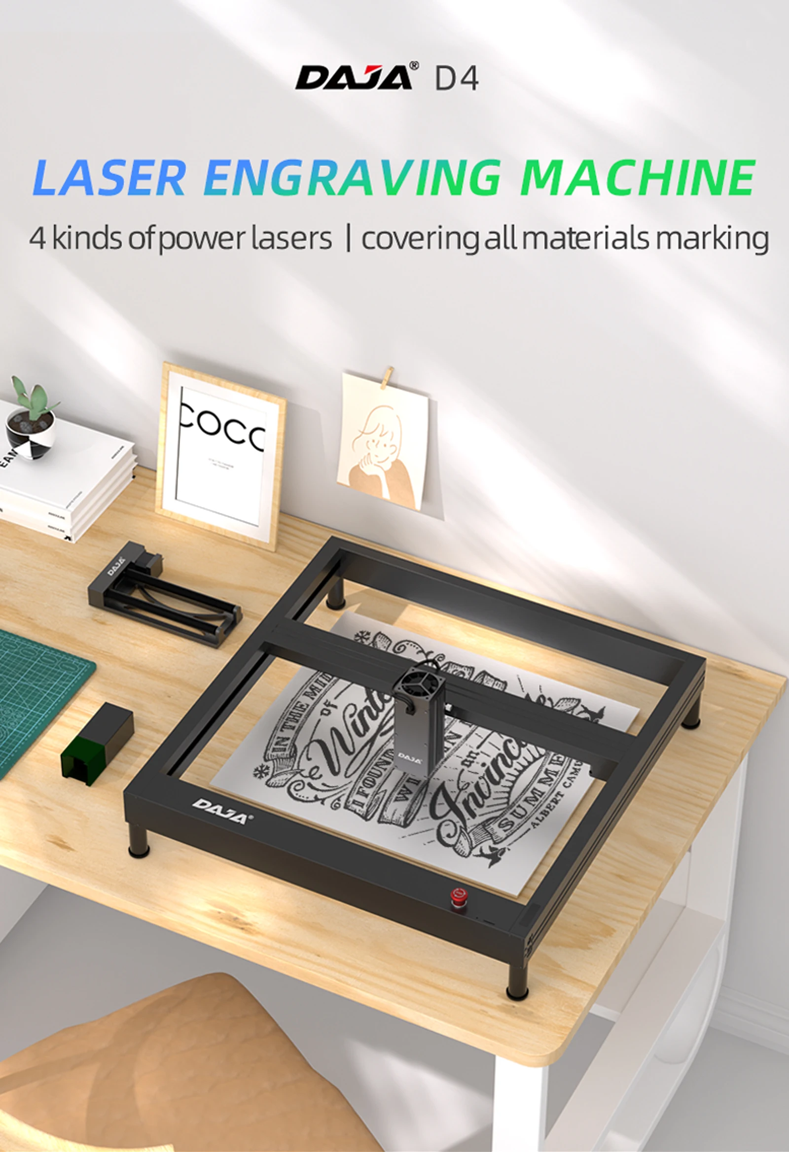 DAJA D4 Portable Easy Using Leather Wallet for Tyre Mini Tripod Laser Engraving Machine Price In Pakistan