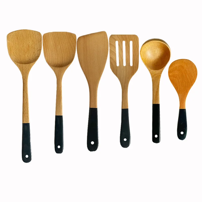 Beechwood  Cooking Tools Nonstick Spatula and Spoons Set Wooden Utensils Set