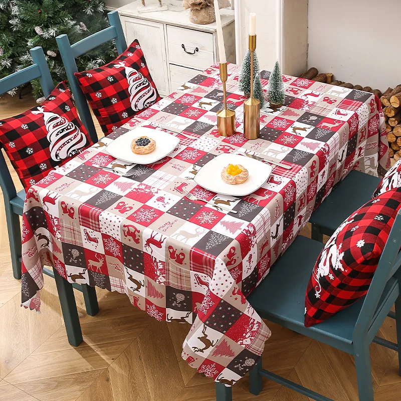 Christmas Decorations Rectangular Christmas Tablecloth for Home Theme Party Cartoon Party Supplies Rectangle Disposable 2pcs