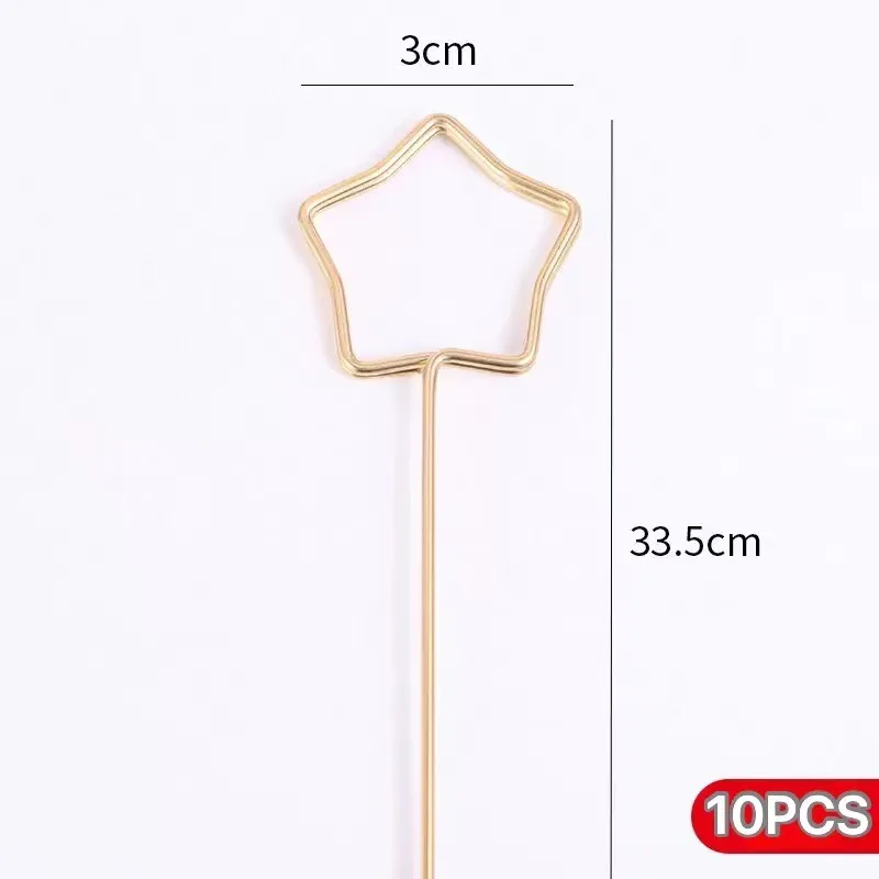 Gold Card Holder Inserting Rod DIY Metal Postcard Clips Party Decorative Korean Style Heart Gilded Flowers Packing Parts