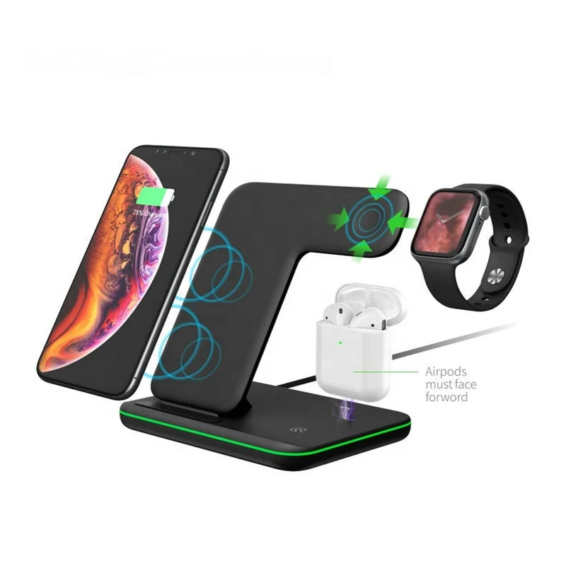 2022 Amazon Hot Sell 15W Watch Earphone Wireless Charger CE FCC ROHS Certificated Z5 3 In 1 Mobile Phone Wireless Charger Stand