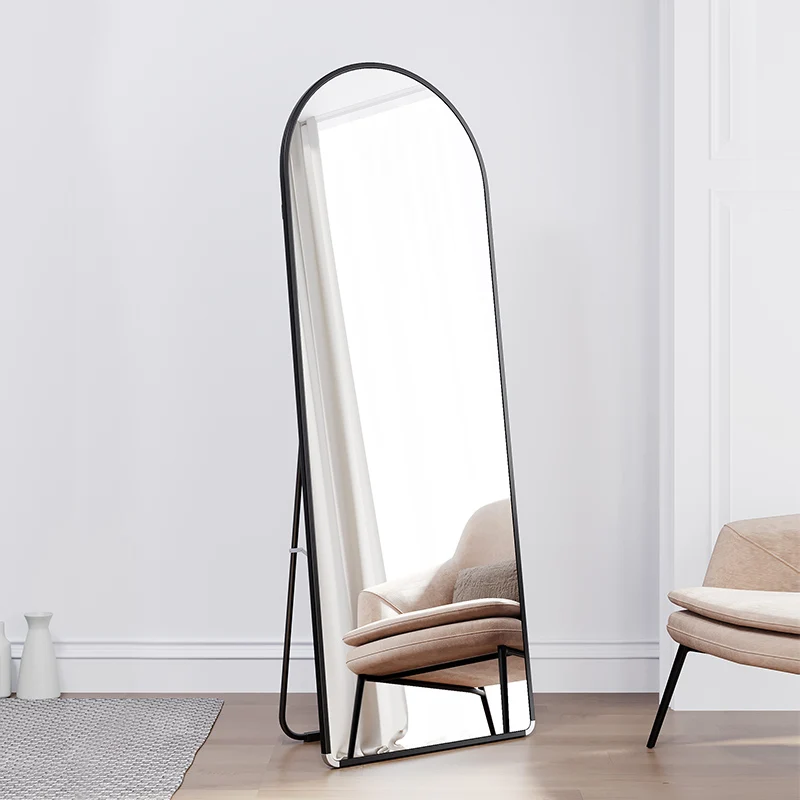 Factory Wholesale Glod Arch Shape Wall Mounted Large Floor Mirrors Standing Aluminium Alloy Framed Mirror Living Room Mirrors