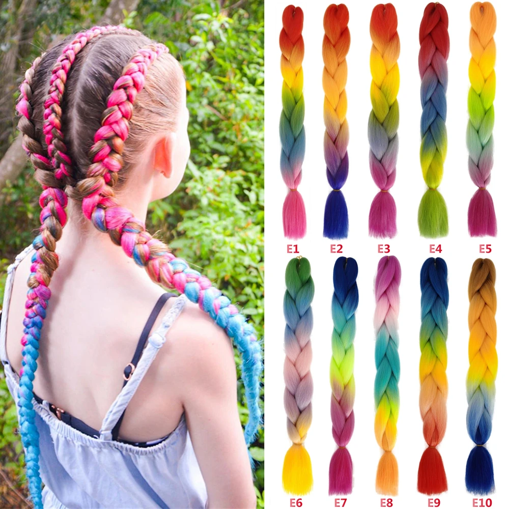 Jumbo Braid Hair 24 Inch Synthetic Hair Attachment for Briads Expression Extensions for Twist Box Crochet Braiding Hair for Girl