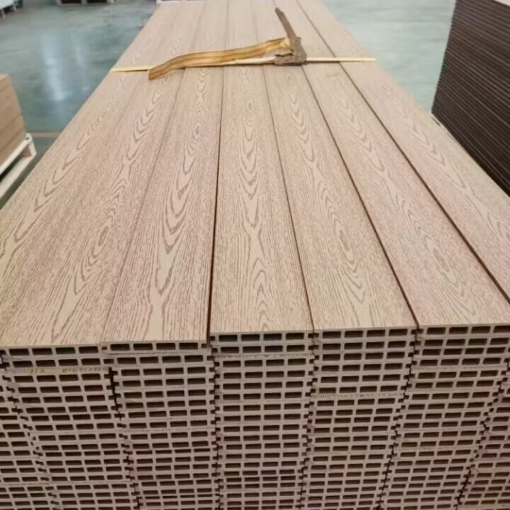 3D embossing deck wpc Golden teak wood grain Long lasting WPC composite decking