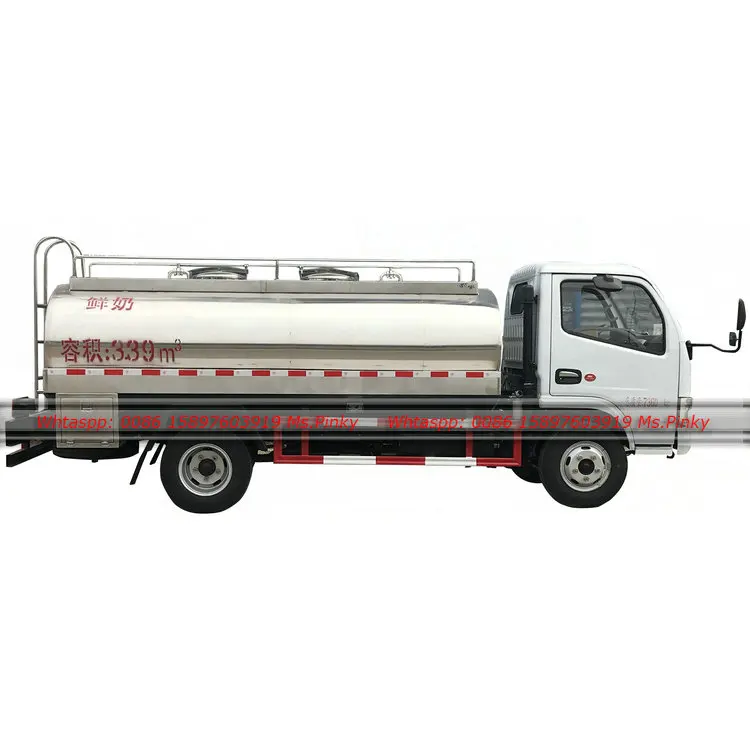 3500Liters Stainless Steel Milk Transportation Truck Milk Tank Truck Mini Fresh Milk Car SS 304-2B ISOTHERMIC Tank