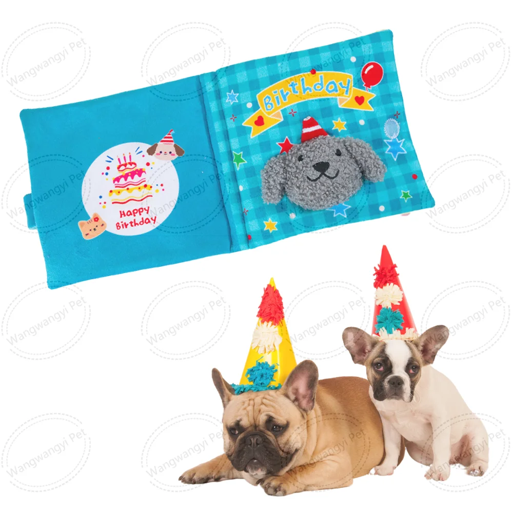 INS Style Birthday Book Dog Nosework Toy Crinkle Pet Snuffle Puzzle Toy for Puppy