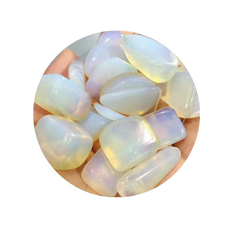 
Factory Price Healing 1.5-2.5CM White Opal Gravel Tumbled Pebble Opalescent Crystal Macadam For Sale 