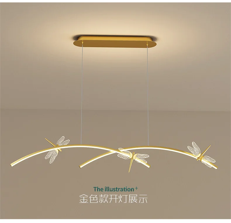Minimalist Dining Table Light Modern Lights For Kitchen Long Bar Hanging Lamps Black Dragonfly Chandelier Indoor LED Fixtures