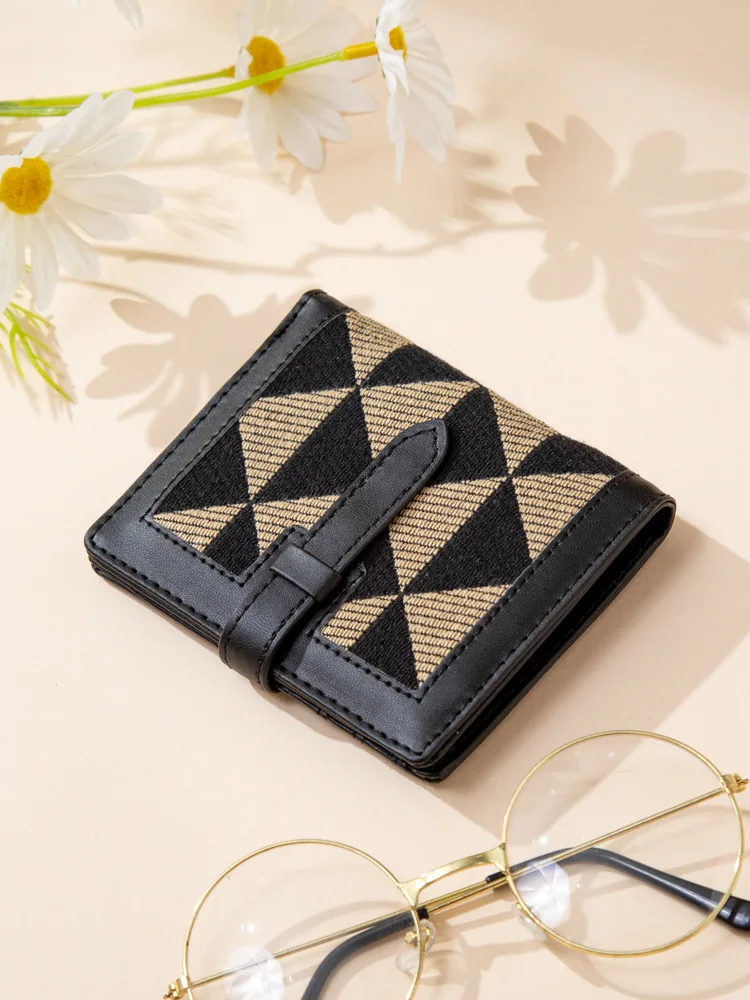 Hot Selling Classic Plaid Short  Wallet Mini Cash Card Holder Women Designer Portable Coin Pocket Purse