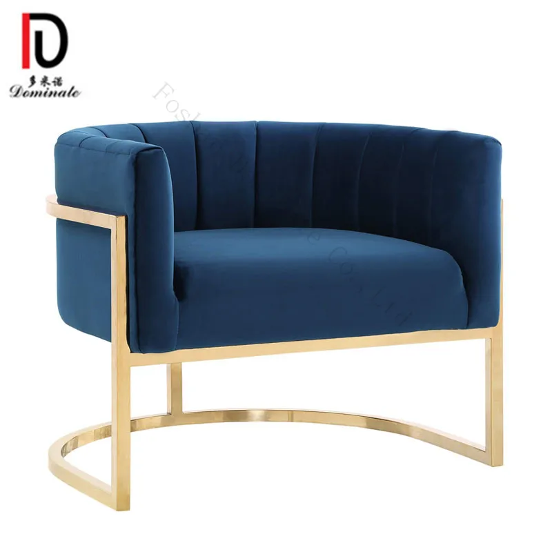 Low Back Stainless Steel Frame Single Seat Leisure Sofa for Family and Reception Room