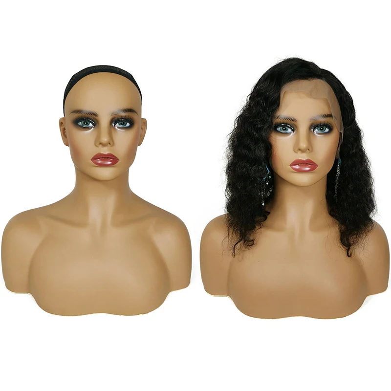 
African American Mannequin Head for Wigs Realistic Mannequin Head with Shoulders Female Mannequin Head and Bust 
