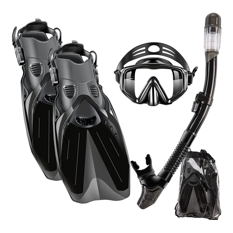 High Quality Factory Price OEM Custom Swim Flippers Silicone Diving Snorkel Mask Set Free Diving Fins
