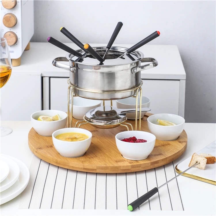 Cheap price modern restaurant use fondue porcelain chocolate fondue set