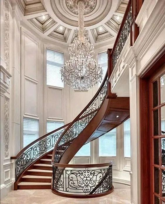 Австралийский стиль кованые перила стали изогнутой лестницей и вилл класса «Люкс жилой дуги лестница