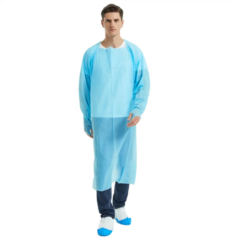 Xiantao disposable Waterproof Polyethylene Non Sterile Cpe Gown with thumb hole
