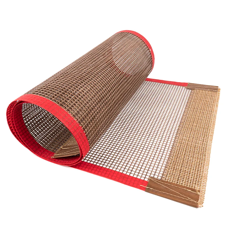 High Temperature Shrink Tunnel Heat Resistant PTFE Coated Fiberglass Mesh Cloth Food Conveyor Belt