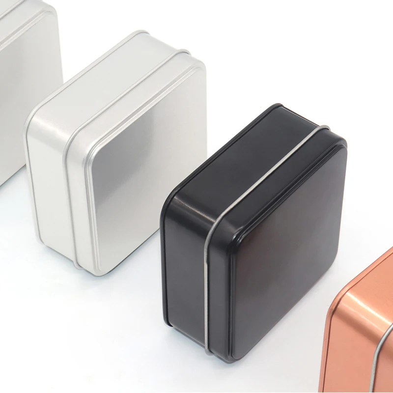metal boxes custom color tin box OEM rectangle empty black tinplate box with lids
