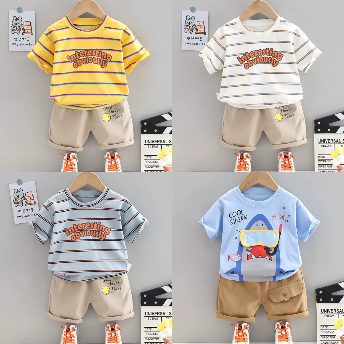 Оптовая продажа детская одежда костюмы повседневная для мальчиков футболка с принтом шорты хлопковые детские