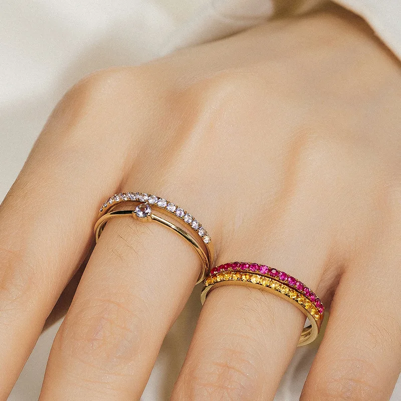 Small Eternity  Multistone Bezel Setting Bagues Luxe 1 Gram Gold Ring 12 Red Birthstone Natural Garnet Rings