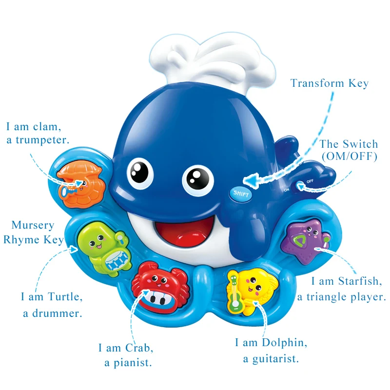 2020 hot selling happy  dolphin plastic piano keyboard learning toy for kids