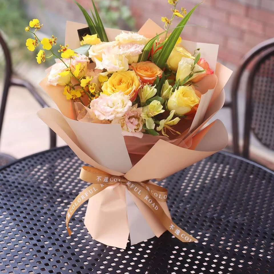 Wholesale double sided korean 100%waterproof fresh bouquet flower wrapping paper