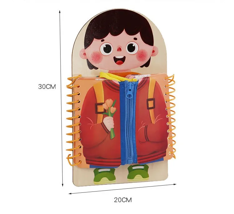 Montessori Wooden Early Enlightenment Life Skills Training Multi-layer Dressing Busy Board Button Button Wooden Toy for Children