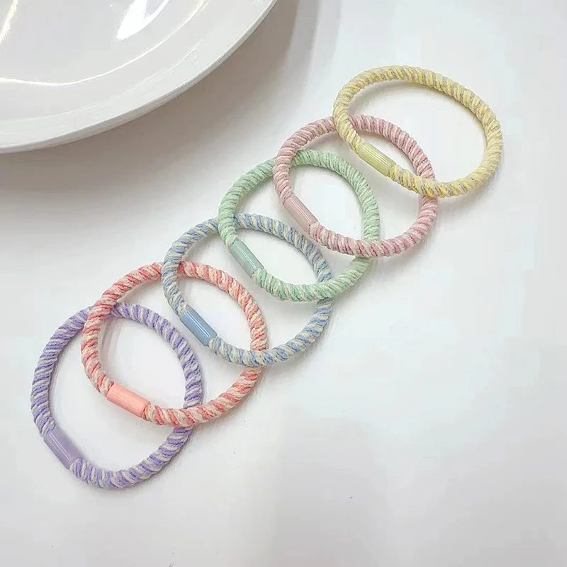 5mm Two colors combined Spiral Elastic Hair Ties For Girls Colorful Rubber Hair Bands Women Hair Scrunchies For Ponytail Holder