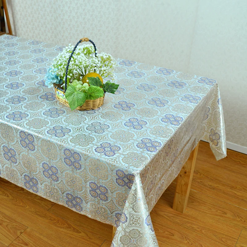 Круглая блестящая белая тафта для других отелей, квадратная сиреневая скатерть для стола