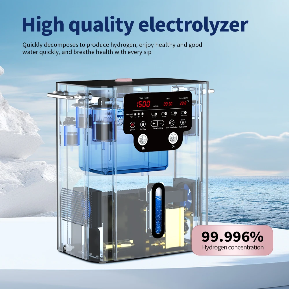 Suyzeko Professional 1500ML/Min Hydrogen Oxygen Generator Electrolyzer SPE PEM Technology H2 Breath Machine