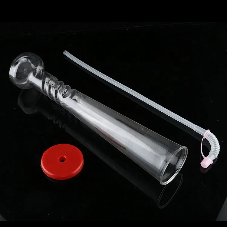 Torch shape 380ml/500ml disposable pet wine bottle plastic slush yard drink ice cup with custom logo