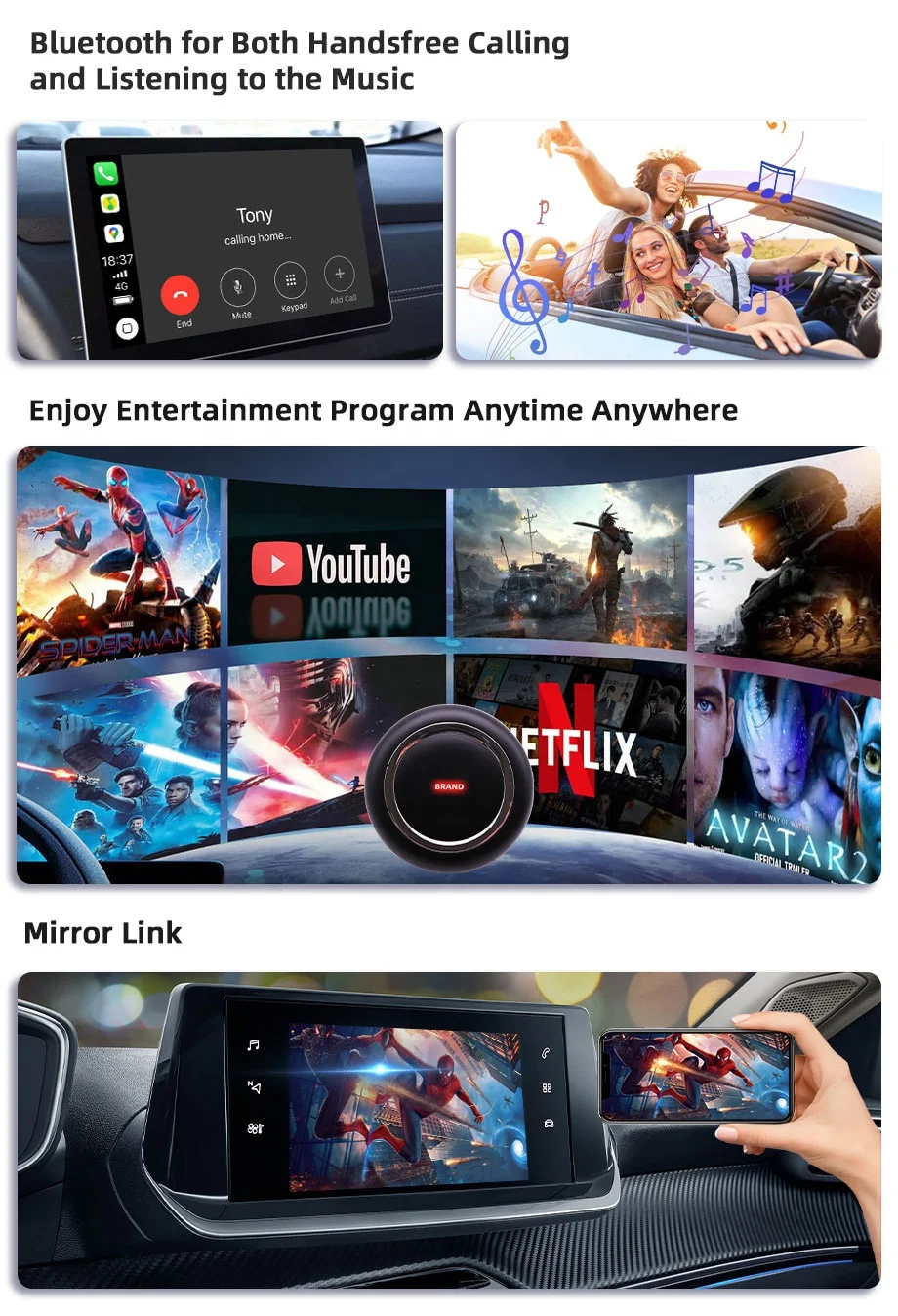 Hot sales netflix youtube android auto wireless carplay adapter  carplay ai box android 13 water wireless carplay multimedia